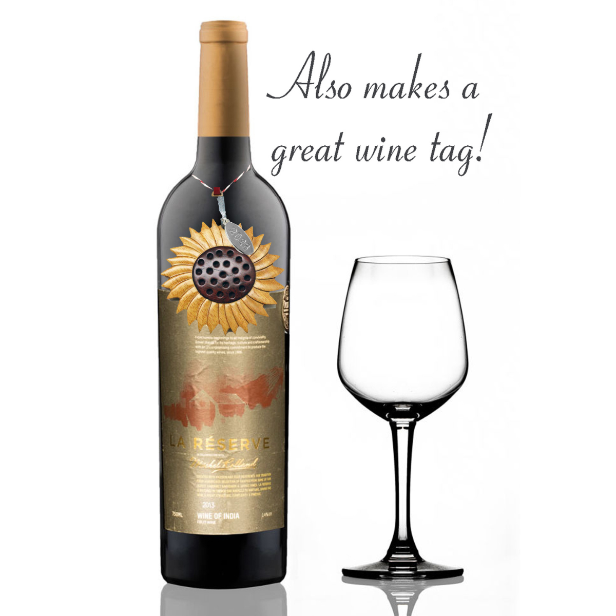 2026 Sunflower Ornament Two-Tone Wood Intarsia Design - Sunflower Gifts for Women - Comes in A Gift Box