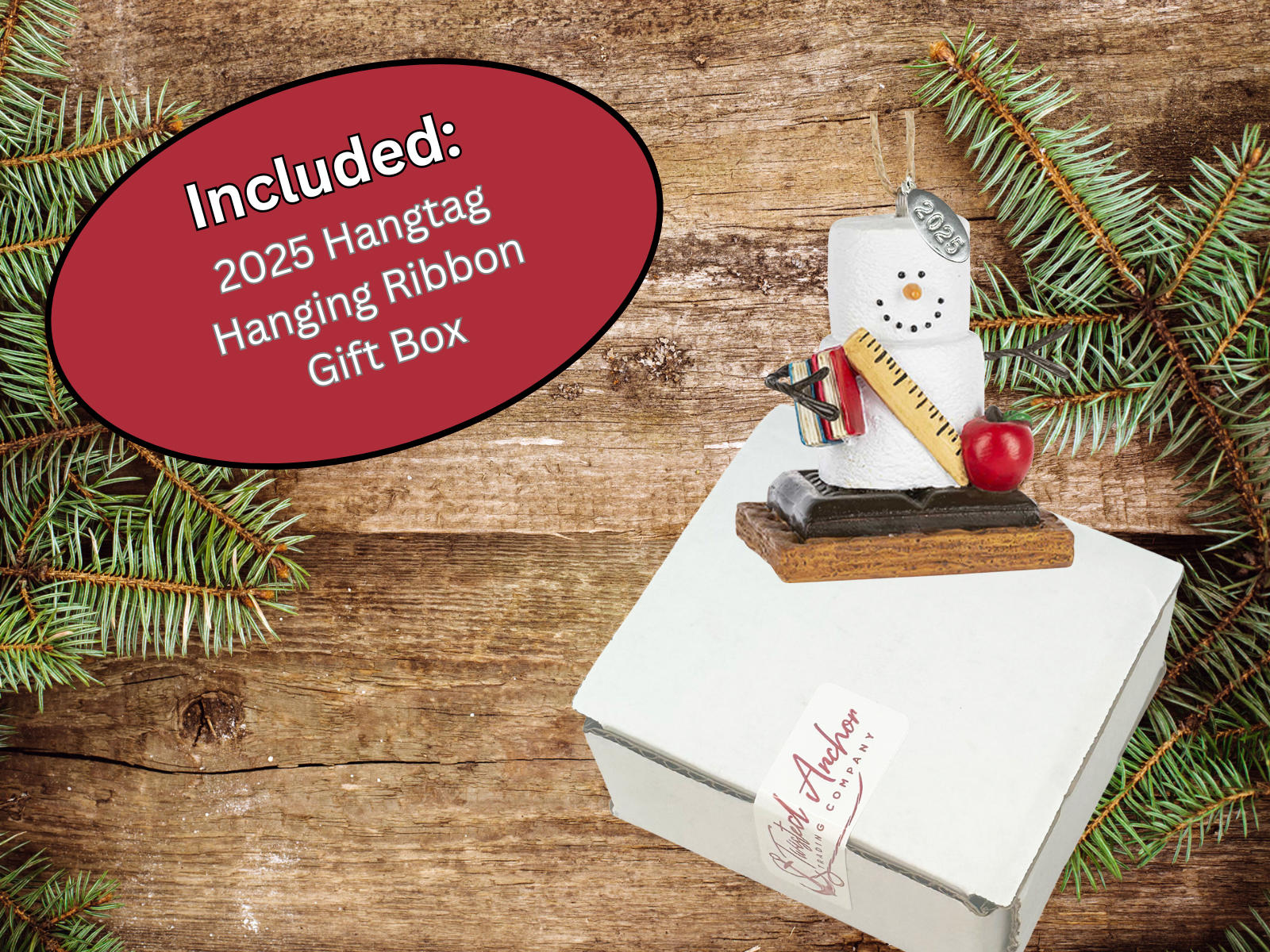 Teacher Ornament, Smores Ornament, Teacher Christmas Ornament or Teacher Gift - Stack of Books Smores - Comes in a Gift Box for Giving