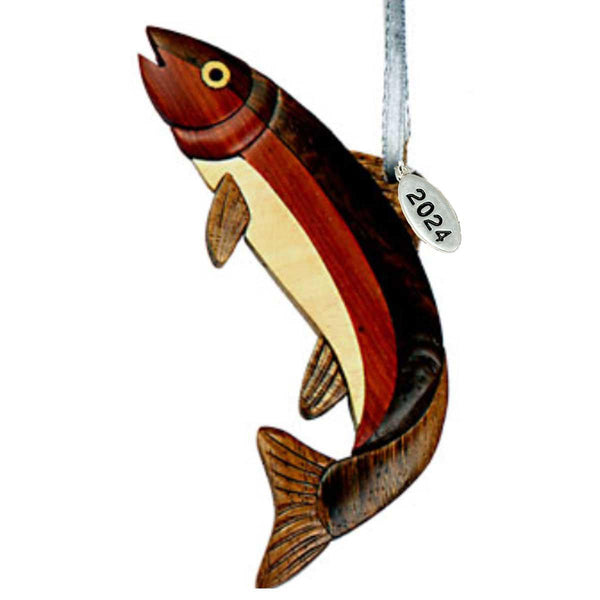Trout Fishing Christmas Ornament 2024 Two-Tone Wood Home Christmas Ornament, in Gift Box