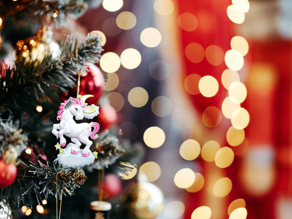 Stunning Windswept Unicorn Ornament with 2025 hangtag, in gift box