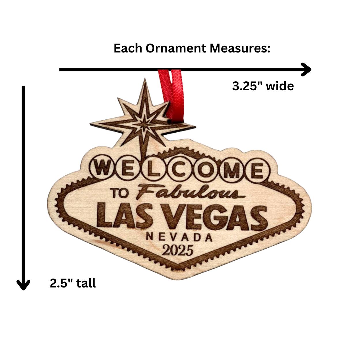 Las Vegas Christmas Ornament 2026 in Laser Cut Wood - Las Vegas Souvenirs and Gifts, Vegas Ornament - Comes in a Gift Box