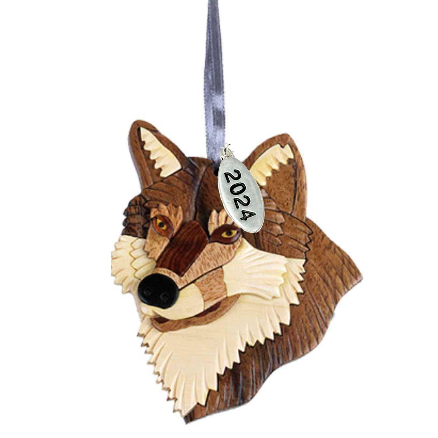 2024 Wolf Christmas Home Ornament - High Quality Two-Tone Wood Wolves, Gift box