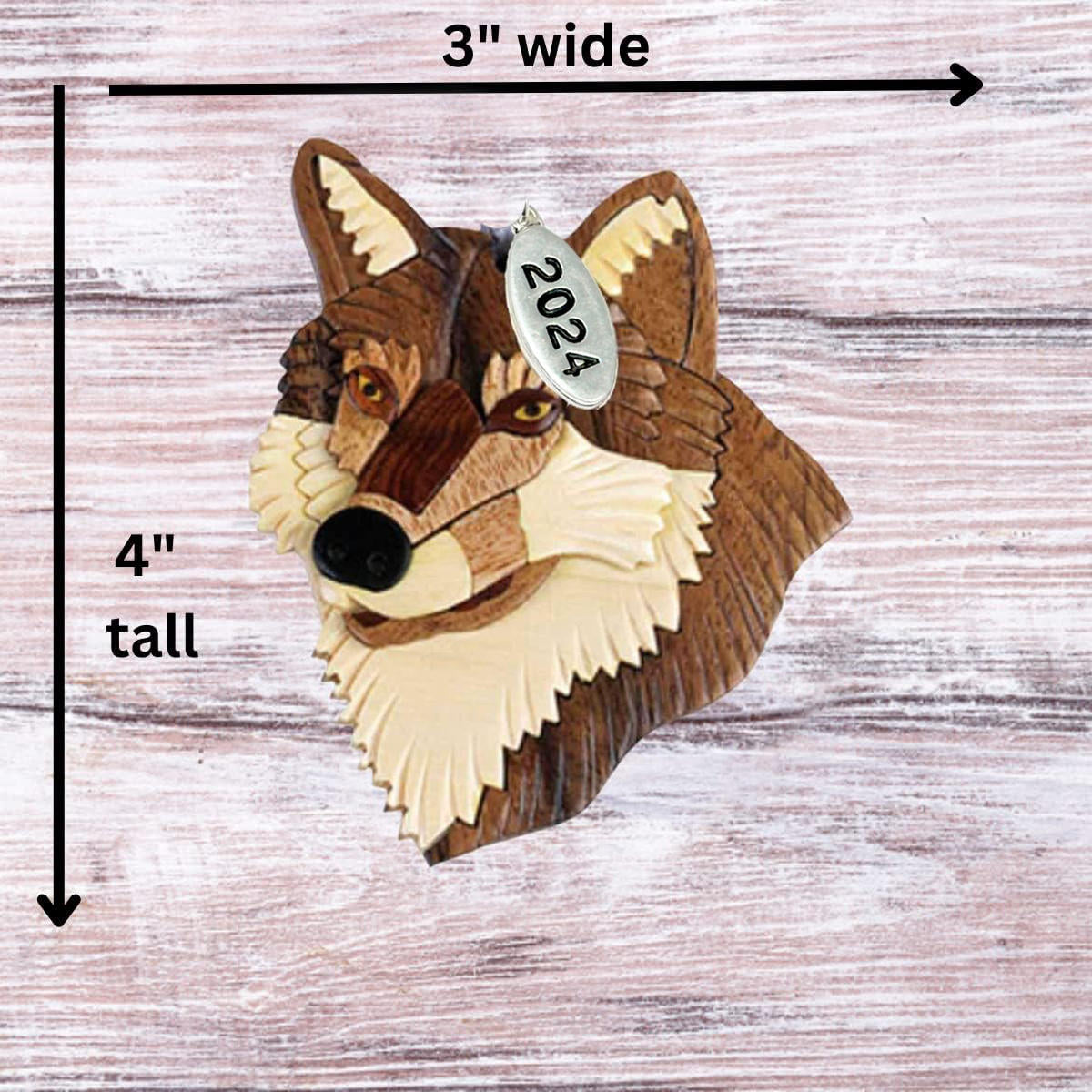 2024 Wolf Christmas Home Ornament - High Quality Two-Tone Wood Wolves, Gift box