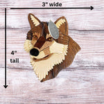 2026 Wolf Ornament Two-Tone Wood Intarsia Design - Comes in a Gift Box