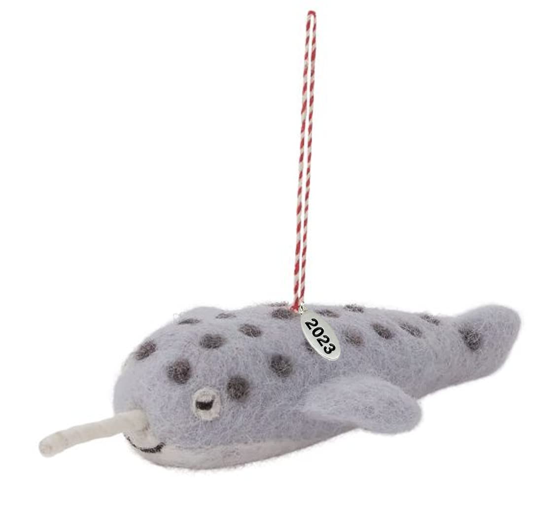 Narwhal Christmas Ornament - Large, Cute Narwhal Gift - 2023 Fair Trade Felt Christmas Ornaments - Comes in a Gift Box so It's Ready for Giving