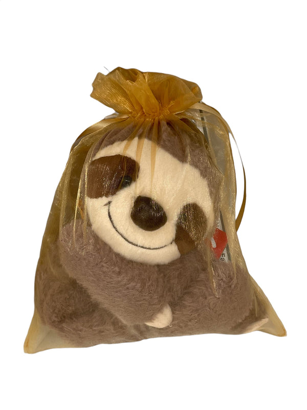 2 Pc Get Well Sloth Plush Gift Set with Jelly Belly Gift Box (Jelly Beans) - Comes in an organza gift bag