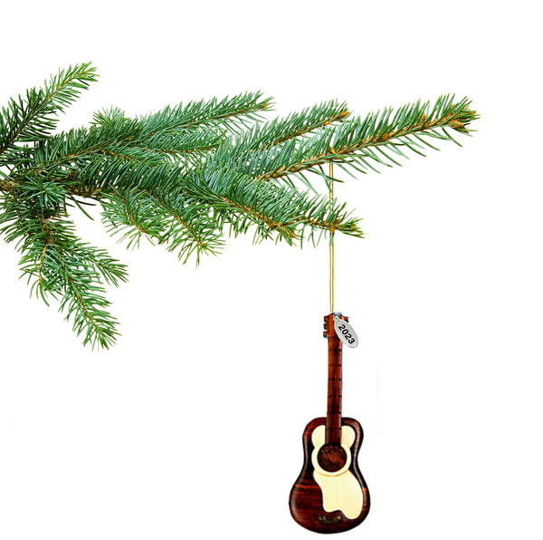 2023 Musical Ornament - Guitar Ornament - Musical Christmas Ornament - Stunning Two-Tone Wood Christmas Ornament - Intarsia Design - - Comes in A Gift Box So It's Ready for Giving