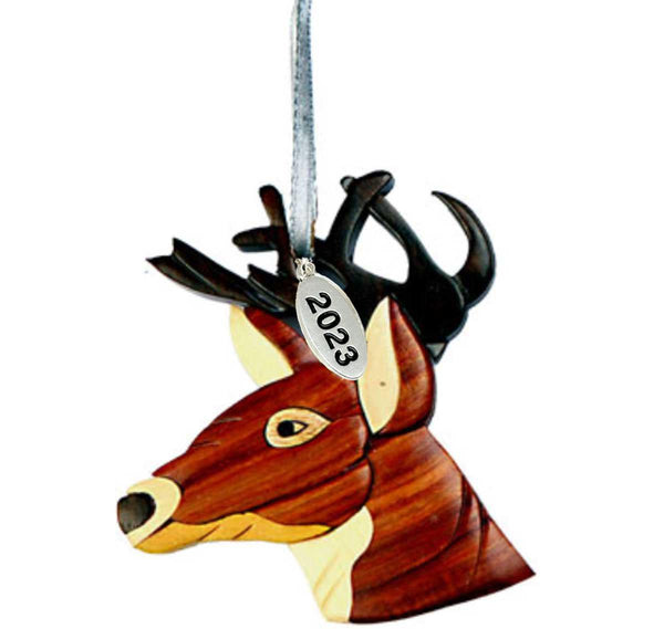Stunning Deer Ornament 2024 Two-Tone Wood Deer Christmas Ornament Hunting Gift