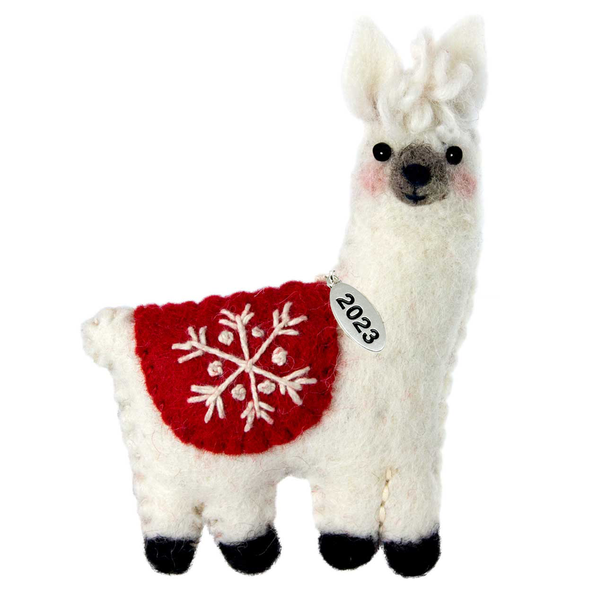 Llama Christmas Ornaments 2024, Fair Trade, Hand Felted, Comes in a Gift Bag